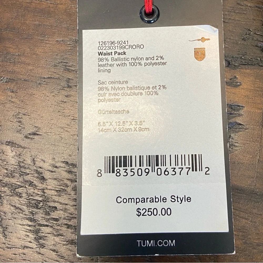 TUMI GEN 4.3 Nylon Fanny Waist Pack in Charcoal Gray Orange NEW with Tags